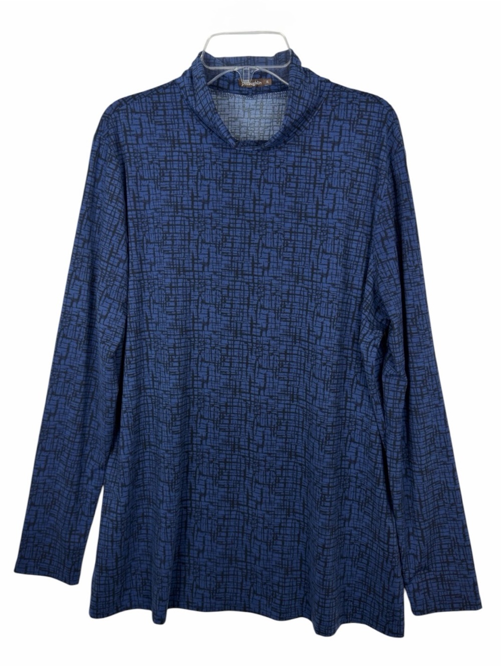 J. McLaughlin Women’s Long Sleeve Blue & Black Geometric Print Turtleneck SZ XL